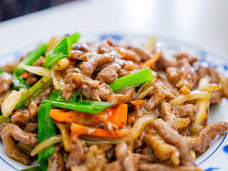 Close up shot of fried pork slices at Kinmen, Taiwanの写真素材