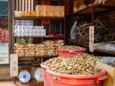 Kinmen, JUN 1 2014 - Close up shot of Chinese herb in Fujian style buildingのeditorial素材