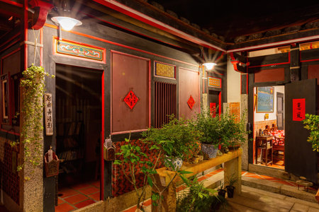 Kinmen, JUN 1 2014 - Night view of traditional building in the Shuitou Villageのeditorial素材