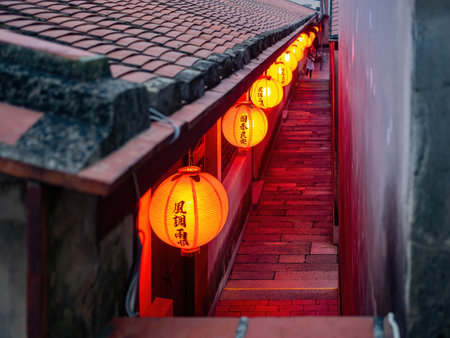 Kinmen, MAY 31 2014 - Night exterior view of the Troops Headquartersのeditorial素材