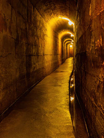 Interior view of the Qionglin Civil Defense tunnel at Kinmen, Taiwanのeditorial素材