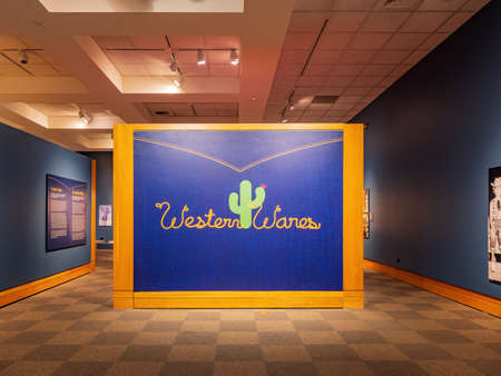 Oklahoma, FEB 27 2022 - Interior view of the Western wares exhibition in National Cowboy and Western Heritage Museumのeditorial素材
