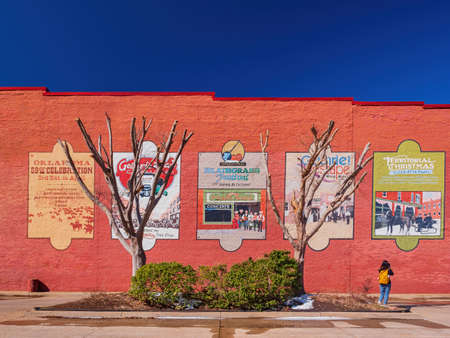 Guthrie, MAR 5 2022 - Sunny exterior view of the Guthrie old townのeditorial素材