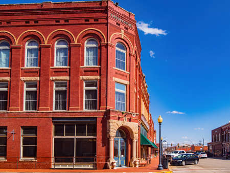 Guthrie, MAR 5 2022 - Sunny exterior view of the Guthrie old townのeditorial素材