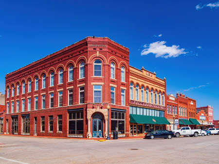 Guthrie, MAR 5 2022 - Sunny exterior view of the Guthrie old townのeditorial素材