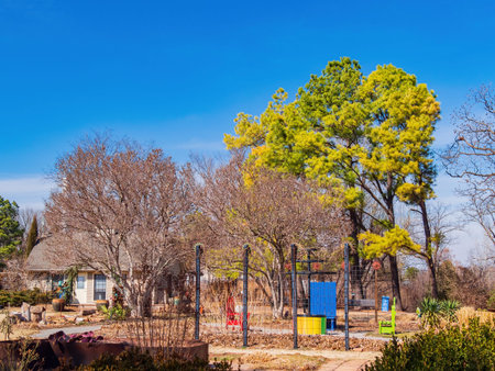 Sunny view of The Botanic Garden of Oklahoma State University at Oklahomaのeditorial素材