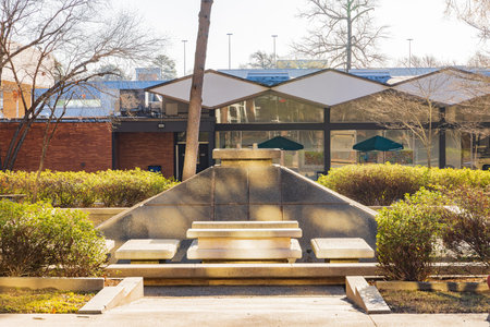 Sunny view of the H Tyndall Dickinson Hall of University of Arkansas at Arkansas