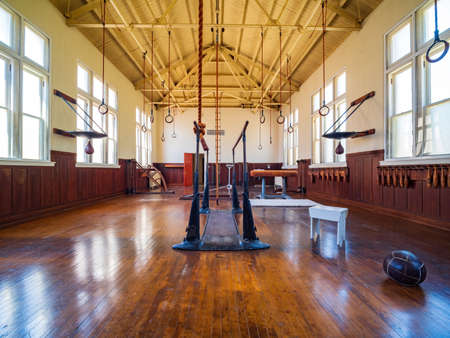 Arkansas, MAR 19 2022 - Interior view of the gym in Fordyce Bathhouse visitor centerのeditorial素材