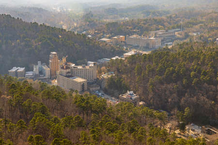 High angle view of the downtown Hot Springs at Arkansasのeditorial素材