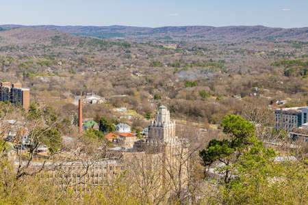 High angle view of the downtown Hot Springs at Arkansasのeditorial素材