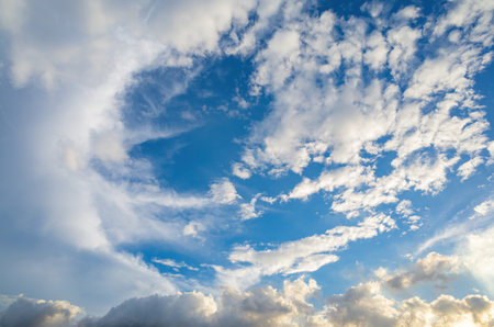 Looking up the beautiful sky with clouds in Dadaocheng Pier Plaza at Taipei, Taiwan