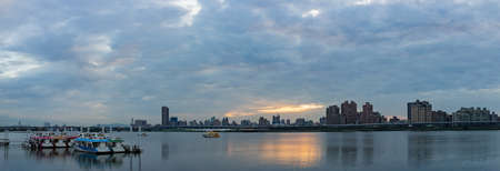 Taipei, MAY 3 2013 - Sunset river landscape along the Dadaocheng areaのeditorial素材