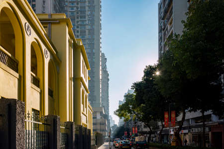 Macao, JAN 2 2017 - Sunny view of downtown cityscapeのeditorial素材