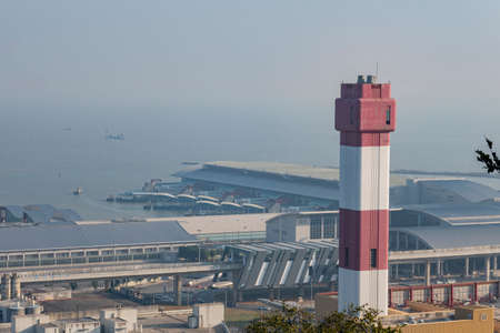 High angle view of the Macau Taipa Ferry Terminal at Chinaのeditorial素材