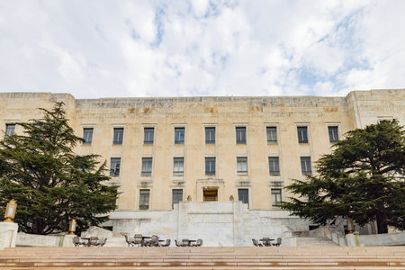 Overcast view of the John Adams Building at Washington DCの写真素材