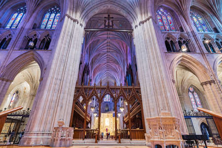 Interior view of the Washington National Cathedral at Washington DCの写真素材