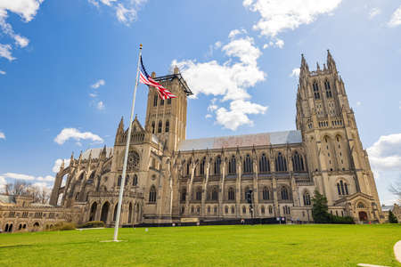 Exterior view of the Washington National Cathedral at Washington DCの写真素材