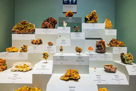 Washington DC, MAR 31 2022 - Close up shot of different mineral display in Smithsonian National...