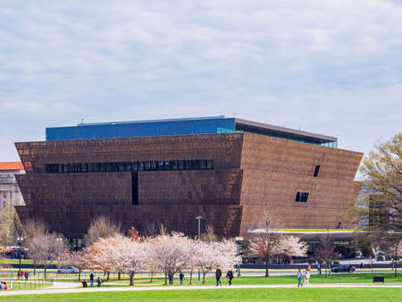 Washington DC, MAR 30 2022 - Sunny view of the National Museum of African American History and Cultureのeditorial素材
