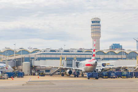 Washington DC, APR 4 2022 - Sunny view of the terminal of Ronald Reagan Washington National Airport