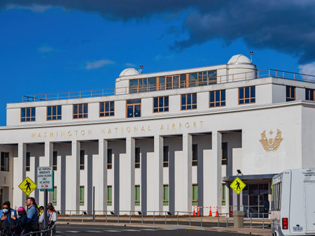 Washington DC, APR 1 2022 - Sunny exterior view of the Washington National Airportのeditorial素材