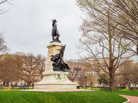 Washington DC, MAR 31 2022 - Overcast view of the Rochambeau Statue in Lafayette Squareのeditorial素材