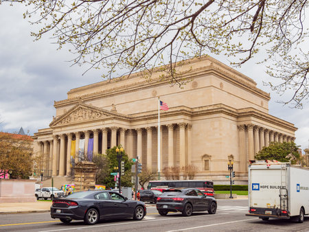 Washington DC, MAR 31 2022 - Overcast view of the National Archives Museum
