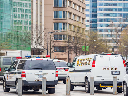 Washington DC, MAR 31 2022 - Close up shot of many police car