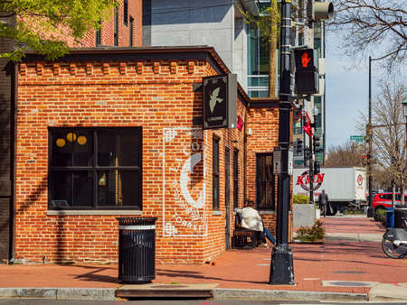 Washington DC, APR 4 2022 - Sunny view of the La Colombe coffee shopのeditorial素材
