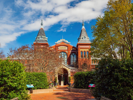 Washington DC, APR 1 2022 - Sunny view of the Smithsonian Arts Industries Building