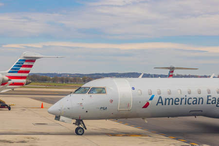 Washington DC, APR 4 2022 - Sunny view of the terminal of Ronald Reagan Washington National Airportのeditorial素材