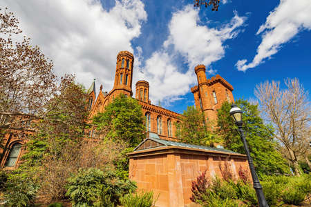 Sunny exterior view of the Smithsonian Castle at Washington DCのeditorial素材