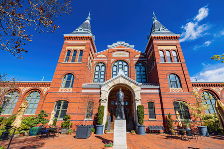 Sunny view of the Smithsonian Arts Industries Building at Washington DC
