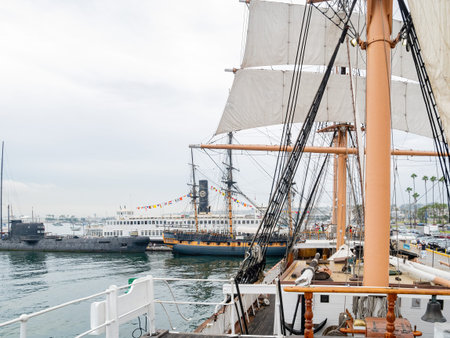 San Diego, AUG 2 2014 - Overcast view of the Maritime Museum