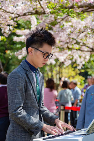 Chiayi, MAR 17, 2012 - Cherry blossom and musical performance in Alishan National Forest Recreation Areaのeditorial素材