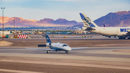 Las Vegas, MAY 15 2022 - Afternoon view of private airplane in Harry Reid International Airportのeditorial素材