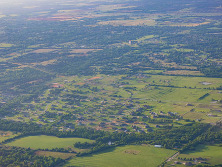 Aerial view of the rural landscape at Oklahomaの写真素材