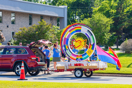 Oklahoma, JUN 5 2022 - Sunny view of the OKC Pride parade