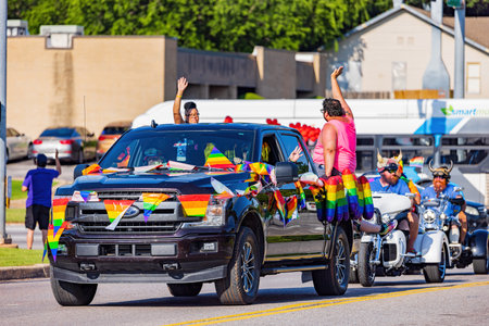 Oklahoma, JUN 5 2022 - Sunny view of the OKC Pride paradeのeditorial素材