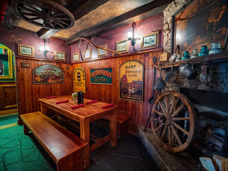 Oklahoma, MAY 28 2022 - Interior view of a Ireland style restaurantのeditorial素材