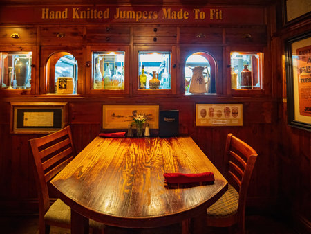 Oklahoma, MAY 28 2022 - Interior view of a Ireland style restaurantのeditorial素材