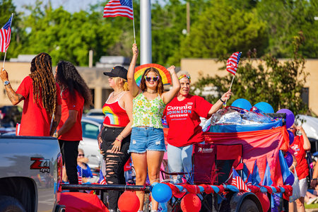 Oklahoma, JUN 5 2022 - Sunny view of the OKC Pride paradeのeditorial素材