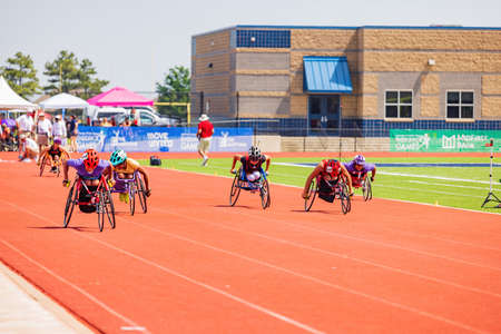 Oklahoma, JUN 11 2022 - Wheelchair Track running event of UCO Endeavor Gamesのeditorial素材