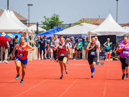 Oklahoma, JUN 11 2022 - Track running event of UCO Endeavor Gamesのeditorial素材