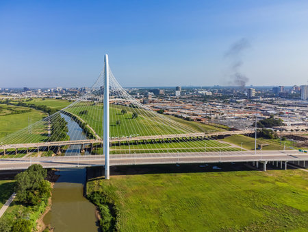 Aerial view of the Dallas downtown cityscape at Texas