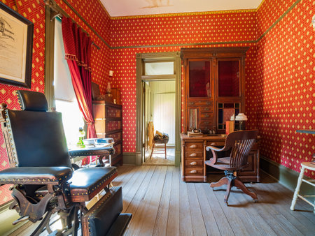 Texas, JUN 19 2022 - Interior view of historical residence buidling in Old City Park