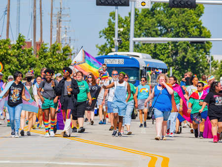 Oklahoma, JUN 25 2022 - Sunny view of the Oklahoma City Pride Pridefest paradeのeditorial素材