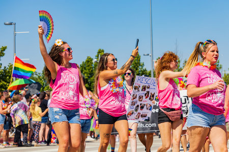 Oklahoma, JUN 25 2022 - Sunny view of the Oklahoma City Pride Pridefest parade