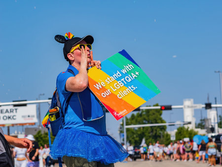 Oklahoma, JUN 25 2022 - Sunny view of the Oklahoma City Pride Pridefest parade