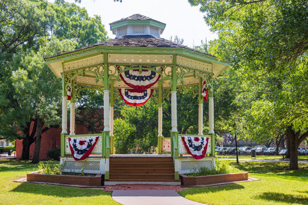 Sunny view of historical building in Old City Park at Dallas, Texasのeditorial素材